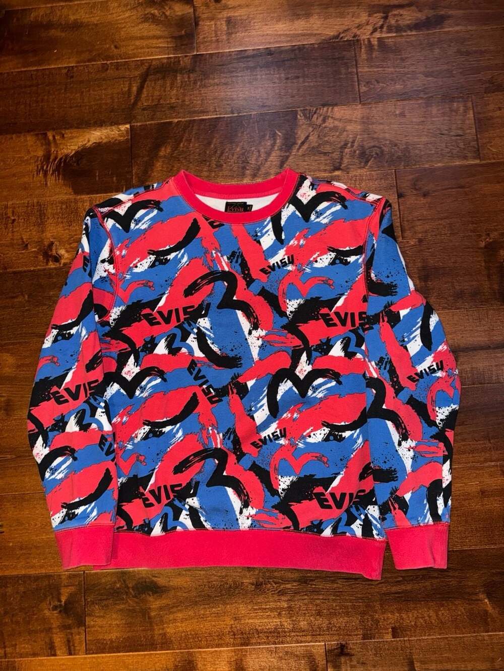 Evisu Heritage Custom Made Multi-Color Brushstroke Camo Sweatshirt Size M